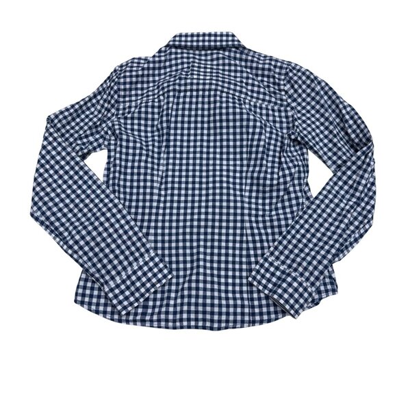 Y2K Hollister Women's Blue White Checker LS Button Down Shirt 100% Cotton, Sz S - Picture 2 of 7